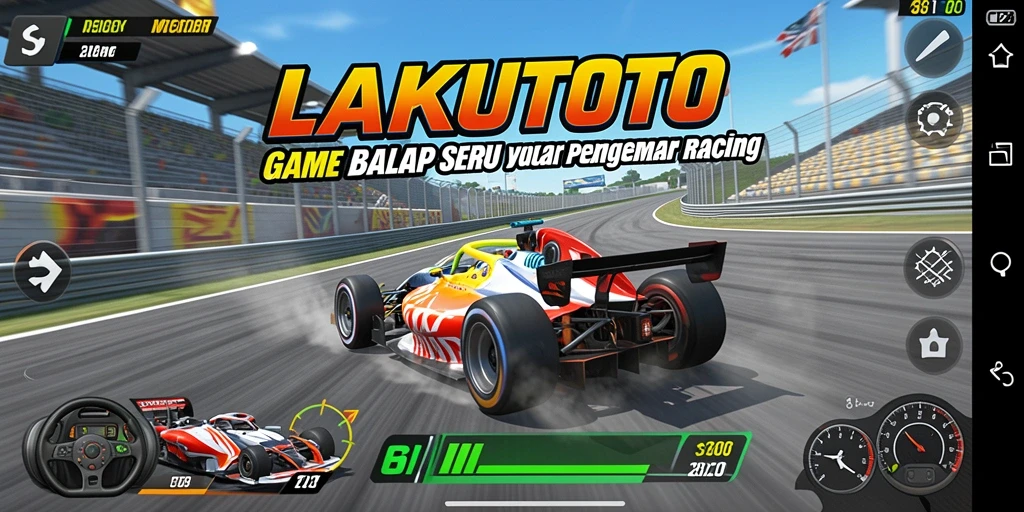 Screenshot gameplay <strong>LAKUTOTO</strong> menampilkan aksi balapan yang mendebarkan dan grafik yang memukau.