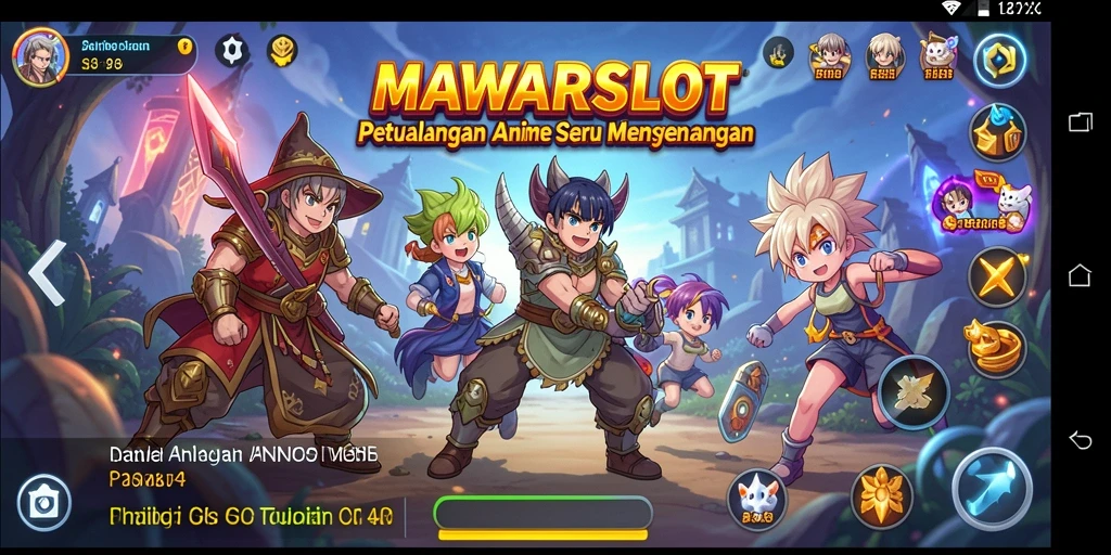 Tampilan gameplay seru dalam MAWARSLOT dengan karakter Anime yang menarik.