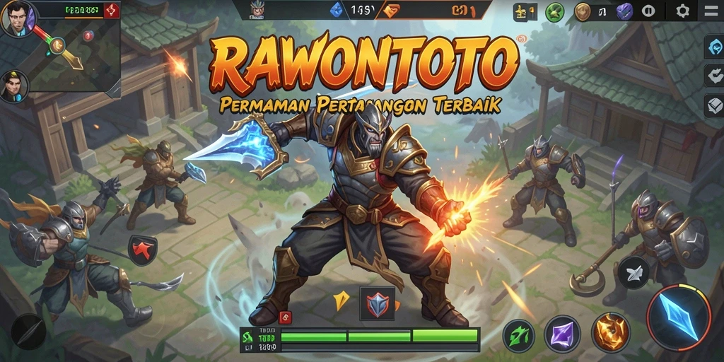 Tangkapan layar dari gameplay RAWONTOTO yang menunjukkan strategi pertarungan.