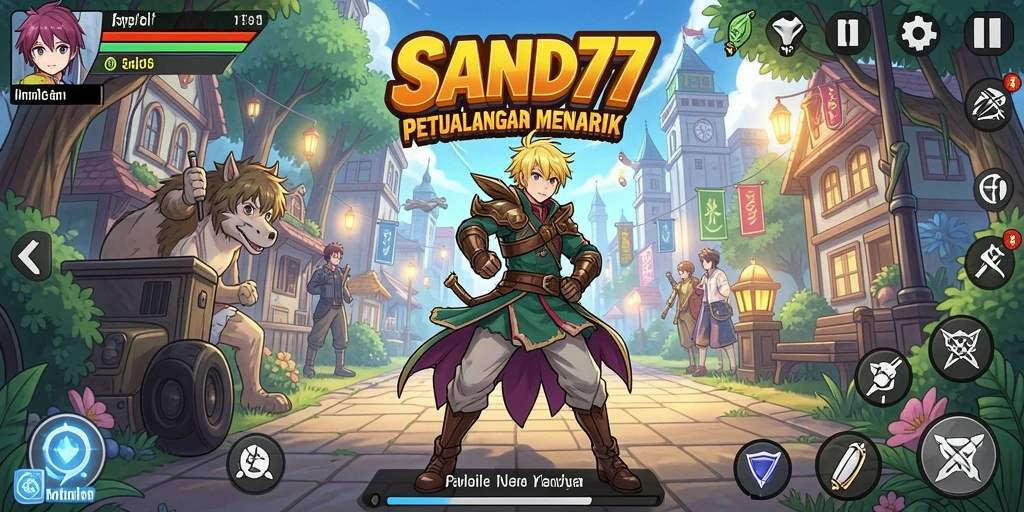 Screenshot SAND77 menampilkan pertarungan seru dalam dunia anime.