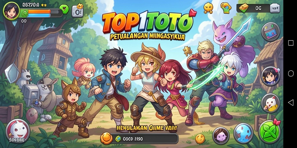 Screenshot gameplay TOP1TOTO menampilkan aksi karakter anime yang seru.